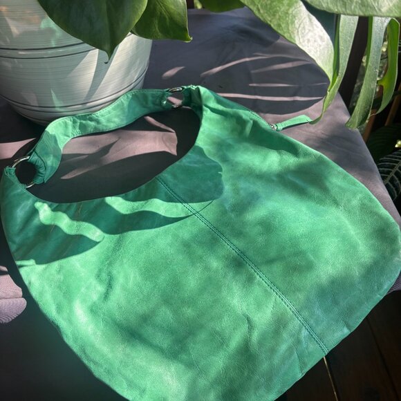 HOBO International Light Green Leather Shoulder Bag Boho Large - Picture 6 of 8